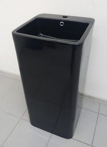 Раковина из санфаянса CeramaLux P7004LB 40х40 напольная цвет черный глянцевый 1 отверстие под смеситель