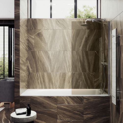 Душевая шторка на ванну Maybah Glass MGV-69-5ш 70х140 стекло тонированное профиль хром ориентация универсальная