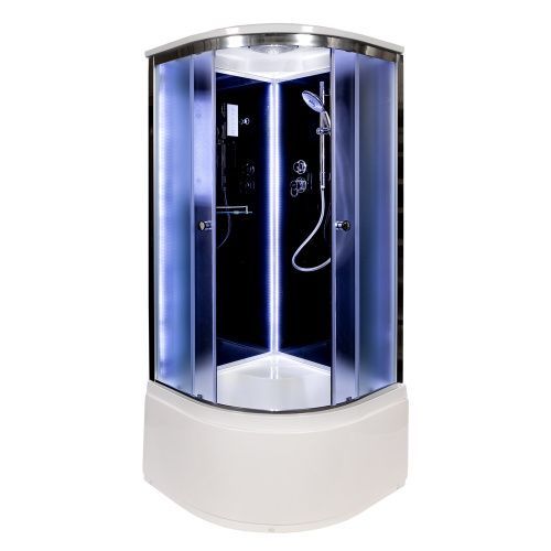 Душевая кабина AvaCan B10SLEDBLACK 100х100 четверть круга с крышей ориентация универсальная