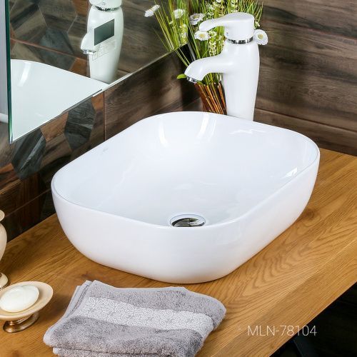 Раковина из сантехнического фарфора Melana 78104-805 51х40 накладная цвет белый без отверстий под смеситель