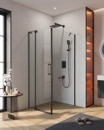 Душевой уголок Cezares SLIDER SLIDER-AH-1-100-80/90-C-NERO 80х100 стекло прозрачное профиль черный без поддона