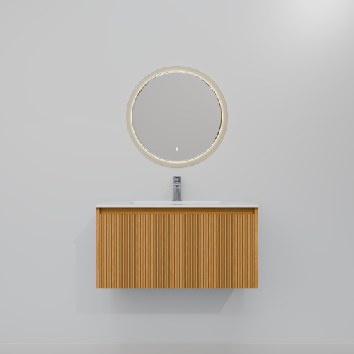 Тумба с раковиной+зеркало Art Decco Elizabeth (Элизабет) AEL08W11S1MF 80x45x40 подвесная цвет белый дуб