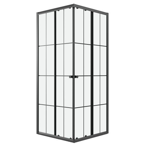 Душевой уголок Niagara Eco NG-1009-14QKL 89х89 стекло с рисунком профиль черный матовый без поддона