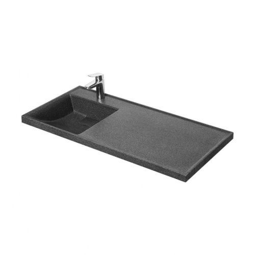 Раковина из литьевого мрамора Aquaton Лондри 105 см 1A72833KLH21L подвесная цвет графит 1 отверстие под смеситель