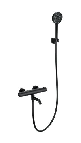 Смеситель для ванны Wonzon & Woghand WW-B3029-A1-MB настенный черный с термостатом