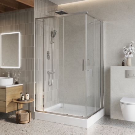 Душевой уголок BelBagno LUCE LUCE-AH-22-150/110-C-Cr 150х110 стекло прозрачное профиль хром глянцевый без поддона