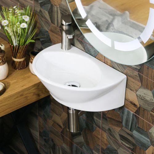 Раковина из сантехнического фарфора Melana 7717X-805 41х28 подвесная цвет белый 1 отверстие под смеситель