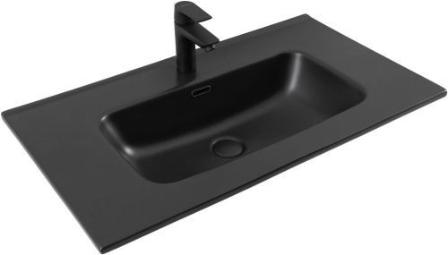 Раковина керамическая Aquanet Flat 00329255 81х47 полувстраиваемая цвет черный 1 отверстие под смеситель