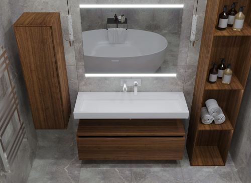 Раковина из искусственного камня Armadi Art Flat 859-100 100х46 подвесная цвет белый без отверстий под смеситель