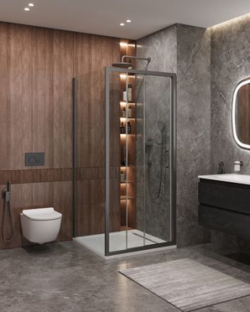 Душевой уголок Cezares MOLVENO MOLVENO-AHF-31-100/90-C-GM-IV 100х90 стекло прозрачное профиль оружейная сталь без поддона