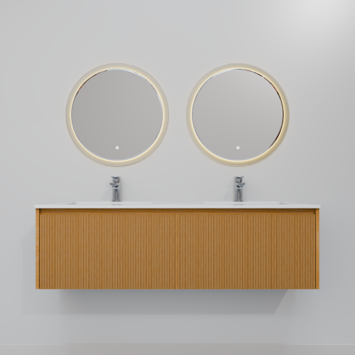 Тумба с раковиной+зеркало Art Decco Elizabeth (Элизабет) AEL14W11D2MF 140x45x40 подвесная цвет белый дуб