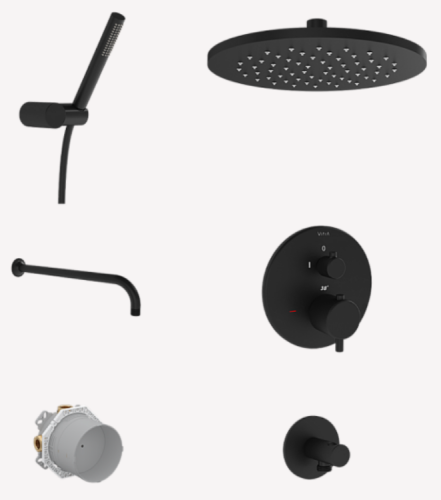 Душевой гарнитур Vitra Origin A49312EXP настенный черный матовый