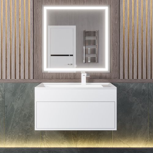 Тумба с раковиной Uperwood Lotus Premium 39340207460 80х50х44 цвет белый матовый