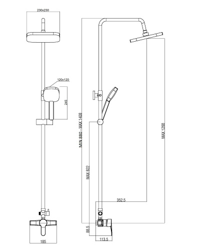 Душевая стойка OneLife P01-912b настенная цвет черный - фото 5