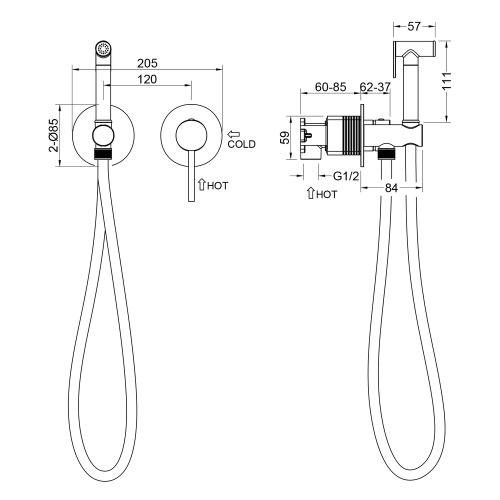 Смеситель с гигиеническим душем Timo Saona 2339/03SM встраиваемый в стену черный матовый - фото 2