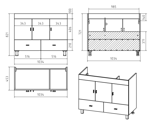 Тумба под раковину Misty Дива П-Див01105-0112Я 104х46х72 напольная - фото 3