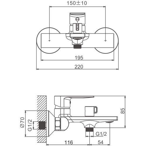 Смеситель для ванны и душа BELZ B60678 настенный хром - фото 2