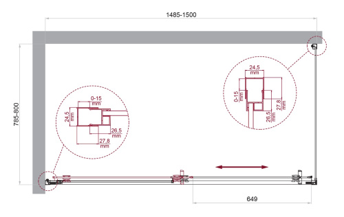 Душевой уголок BelBagno LUCE LUCE-AH-1-150/80-C-Cr 150х80 стекло прозрачное профиль хром глянцевый без поддона - фото 2