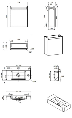 Тумба с раковиной Parly Gucci Gucci-45 44,8х17,8х52 подвесная - фото 4