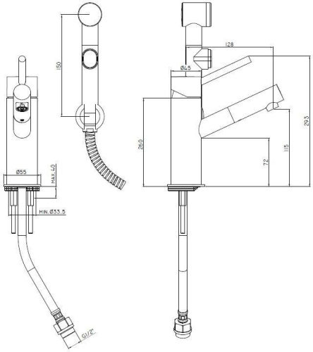 Гигиенический душ со смесителемPaffoni Birillo BI069CRD на раковину хром - фото 3