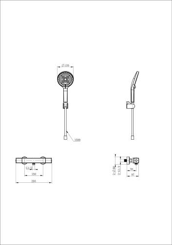 Смеситель для душа Wonzon & Woghand Stay WW-B2016-A-BGG настенный графит с термостатом - фото 2
