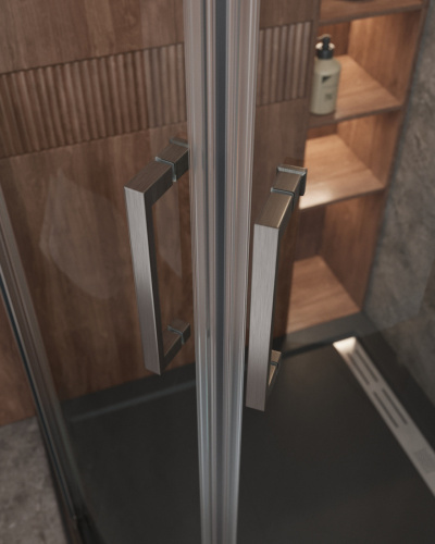 Душевой уголок Cezares MOLVENO MOLVENO-R-2-90-C-GM-IV 90х90 стекло прозрачное профиль оружейная сталь без поддона - фото 2