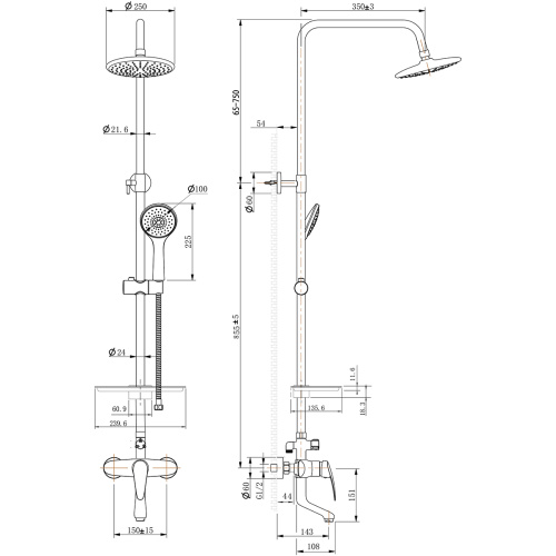 Душевая стойка LeMark Linara LM0462C настенная - фото 2