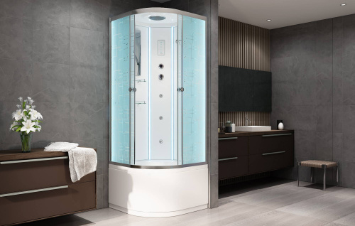 Душевая кабина AvaCan EM4590GM+EL 90х90 четверть круга с крышей ориентация универсальная - фото 2