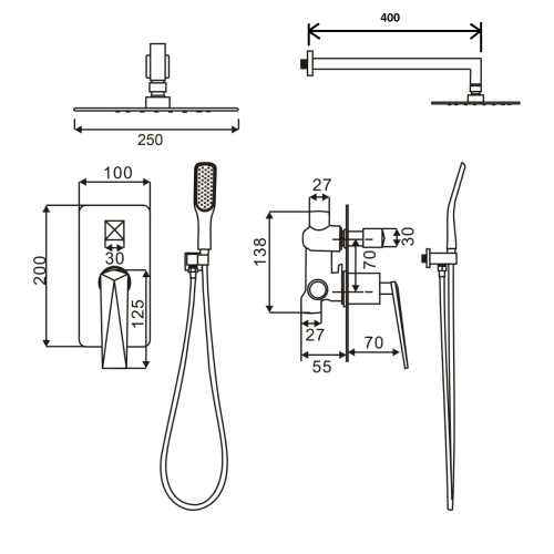 Душевая система Boheme Venturo 384-W встраиваемая цвет белый - фото 2
