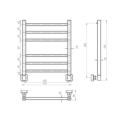 Полотенцесушитель Indigo Aletto LALWPF50-40 43х54 водяной хром - фото 5