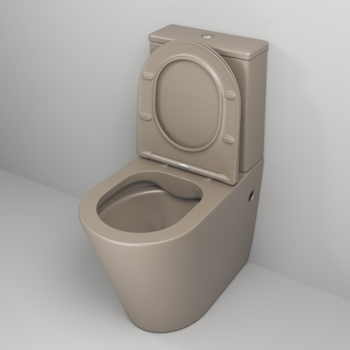 Унитаз напольный с бачком Grossman Color GR-4480BRLMS бежевый матовый с сиденьем безободковый каскадный смыв - фото 4