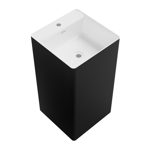 Раковина акриловая Wellsee Pure BY Wellsee 230716000 45х45 напольная цвет черный/белый 1 отверстие под смеситель - фото 2