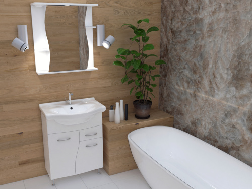 Зеркало-шкаф Stella Polar Волна SP-00000042 55х24х70 подвесной цвет белый - фото 3