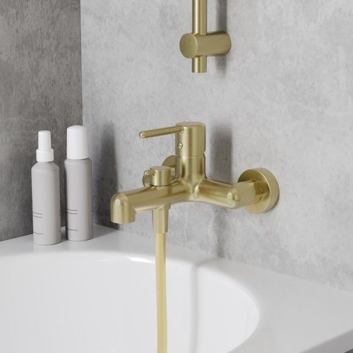 Смеситель для ванны и душа IDDIS Aiger AIGMG00i02WA настенный золото - фото 2