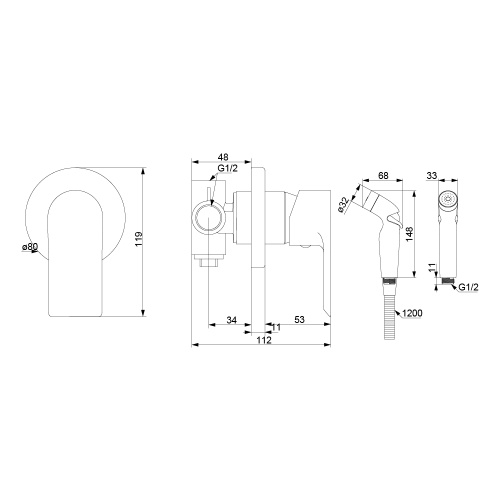 Гигиенический душ со смесителем Damixa Apollo 477510300 черный - фото 5