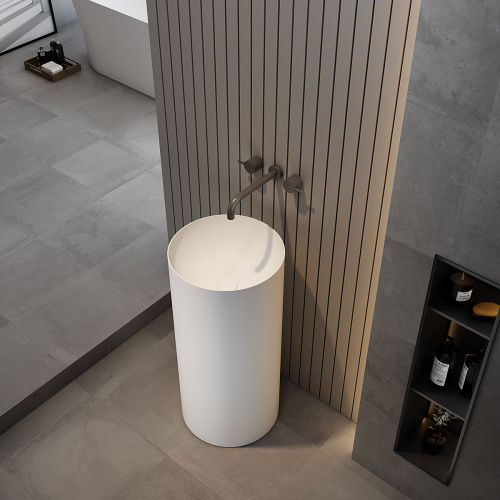 Раковина из искусственного камня Vincea VBS-6SP01MW 40х40 напольная цвет белый матовый без отверстий под смеситель - фото 3