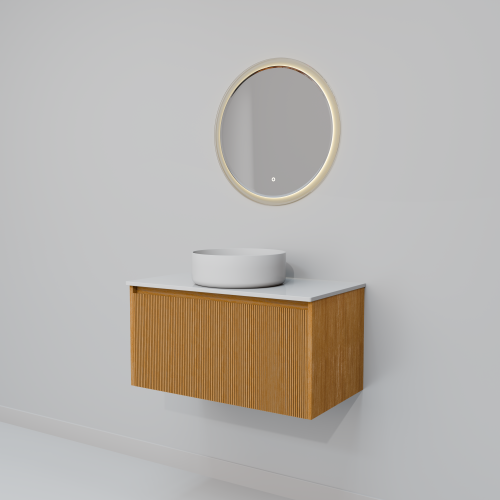 Тумба с раковиной+зеркало Art Decco Elizabeth (Элизабет) AEL08W11S3M0 80x45x40 подвесная цвет белый дуб - фото 5