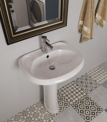 Раковина из сантехнического фарфора Santeri Воротынский 131117S0010B0 45х57 подвесная цвет белый без отверстий под смеситель - фото 4