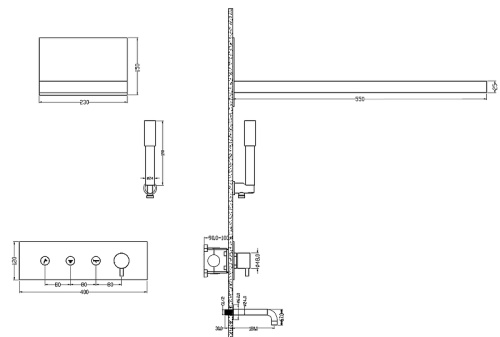 Душевая система Boheme Fusion 130-2-MG встраиваемая цвет золото матовое - фото 2