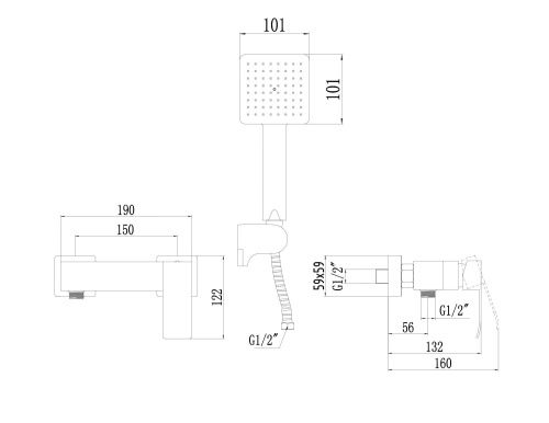 Смеситель для ванны и душа Fmark FS8603C настенный золото матовое - фото 2