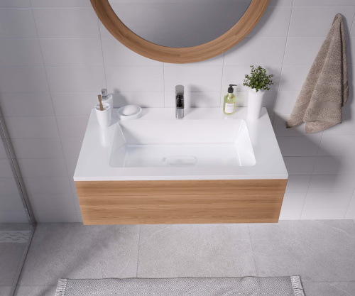 Раковина из литьевого мрамора Uperwood Modul 2911020340 77х45 полувстраиваемая цвет белый - фото 3