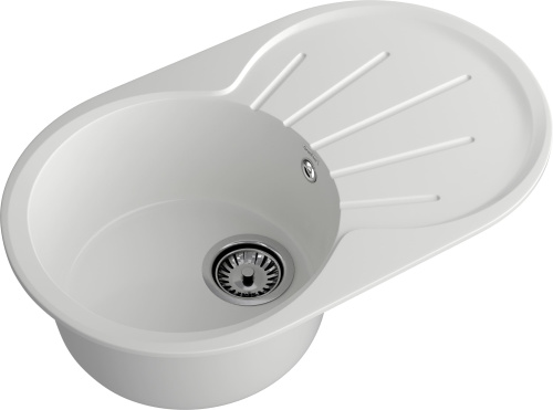 Кухонная мойка Granfest Rondo R-750L иней 75х46 цвет белый поверхность матовая - фото 2