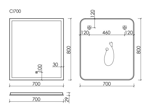 Зеркало в ванную Sancos City CI700 70х80 цвет белый - фото 4