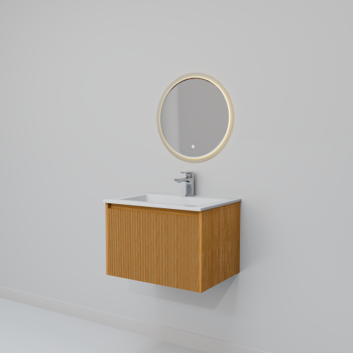 Тумба с раковиной+зеркало Art Decco Elizabeth (Элизабет) AEL06W11S1MF 60x45x40 подвесная цвет белый дуб - фото 5