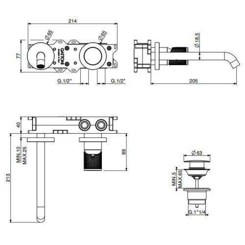 Смеситель для раковины Gattoni MD MD150/22C0 встраиваемый в стену хром - фото 2