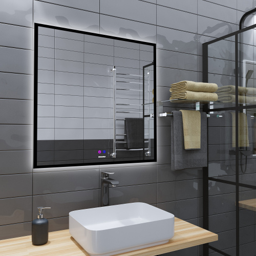 Зеркало в ванную Grossman PRAGMA-норма BLACK 1880802 80х80 цвет Черный - фото 3