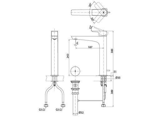 Смеситель TOTO TLG07305R на столешницу хром - фото 2