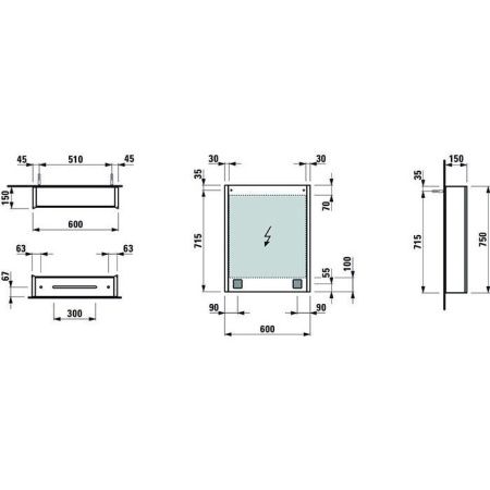 Зеркало-шкаф Laufen Frame 4.0845.2.900.144.1 60х80 подвесной