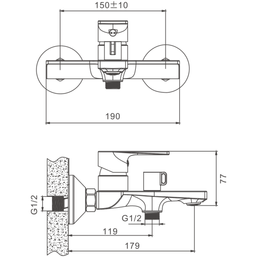 Смеситель для ванны и душа BELZ B60679 настенный хром - фото 2