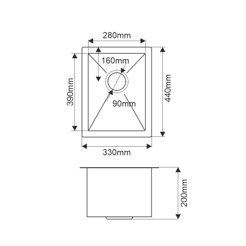 Кухонная мойка Melana ProfLine MLN-R3344H 33х44 цвет сатин поверхность матовая - фото 4